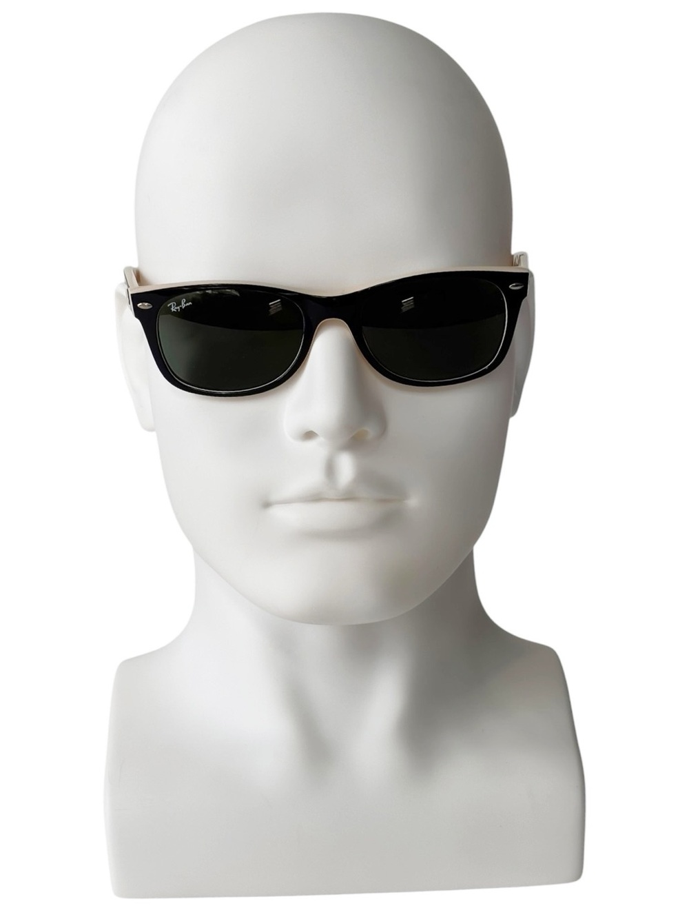 Ray-Ban New Wayfarer Bicolor black/beige Green Classic G-15 RB2132 Sunglasses - Picture 3 of 15